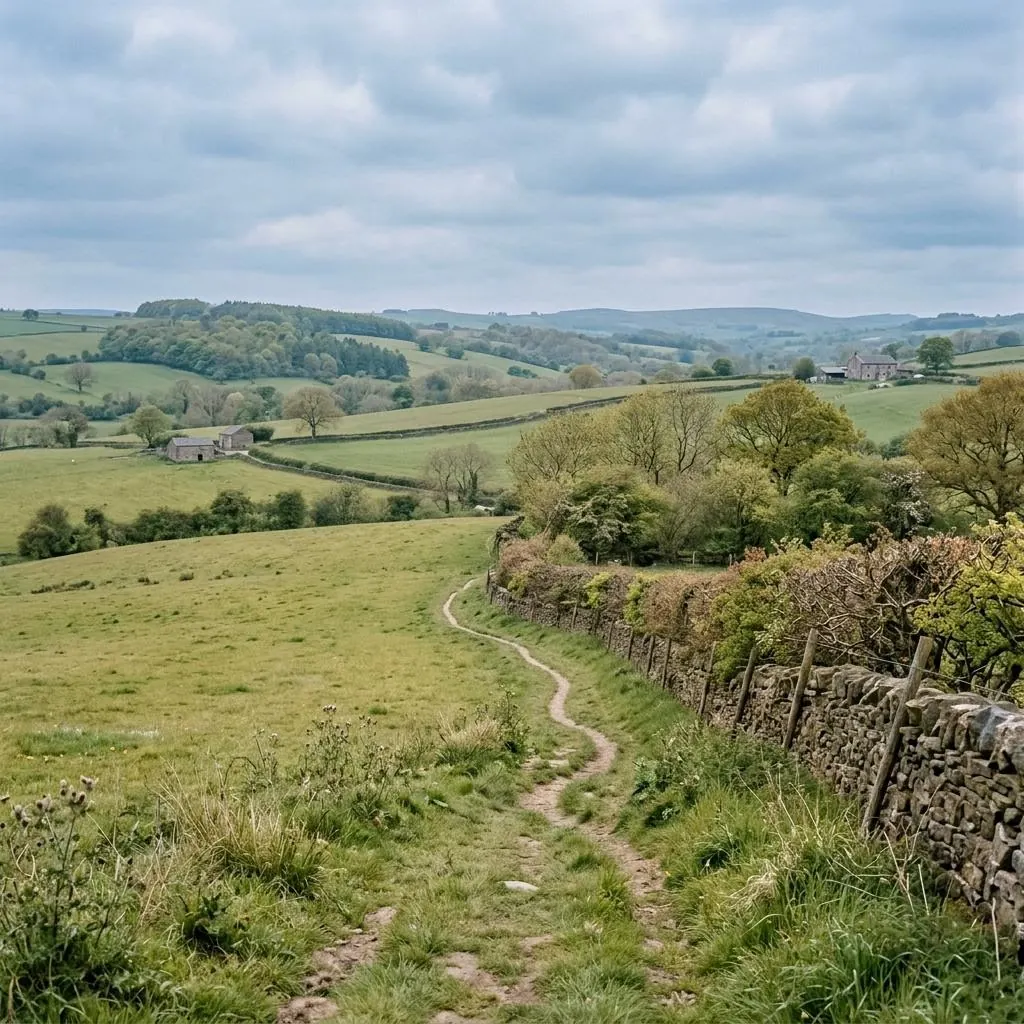 South Yorkshire landscape and walking path near Sheffield